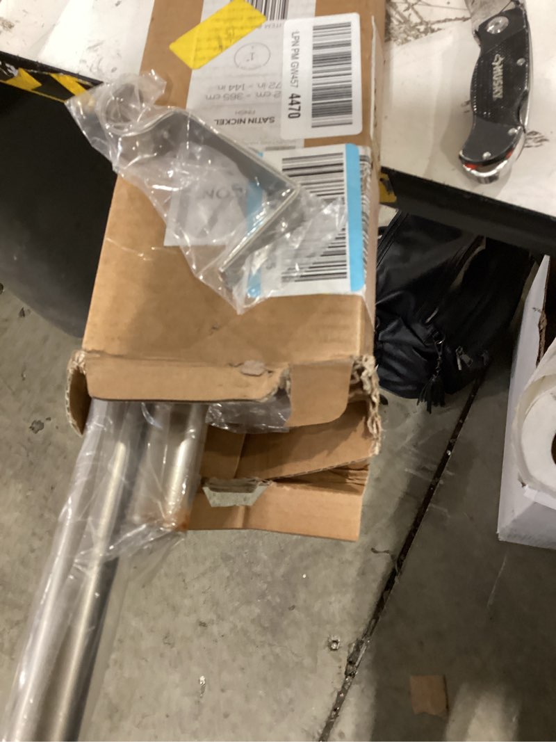 Condition photo showing Good Condition for ivilon drapery window curtain rod - end cap style design 1 inch pole. 72 to 144 inch color satin nickel 72 to 144 in.