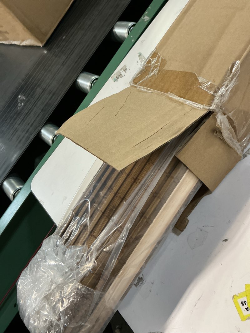 Condition photo showing New/Like New for LazBlinds Cordless Bamboo Roman Shades, Privacy Blinds for Interior Windows, Room Darkening Roll Up Bamboo Blinds for Home & Patio, 35\" W x 64\" H, Highfield Teak Pricacy - Highfield Teak 35\" W x 64\" H