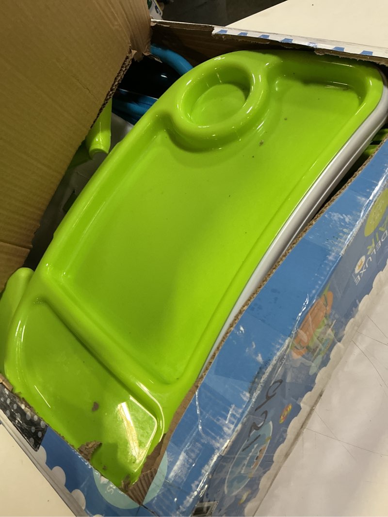 Condition photo showing As Is for Cosco Kids Simple Fold Folding High Chair for Babies and Toddlers (from 6 Months to 50 lbs) Simple Fold Deluxe with 3-Position Tray, Portable High Chair, Monster Syd Monster Syd High Chair