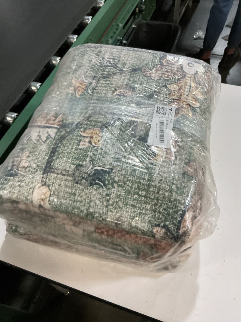 Condition photo showing Good Condition for Area Rugs 8'x10' Washable Non-Slip, Floral Vintage Distress Print Pattern Medallion Carpet for Living Room Bedroom Dining Room, Brick Red Rust Neutral Brown Burnt Orange Green Brick/Brown/Green 8' x 10' (Rectangular)