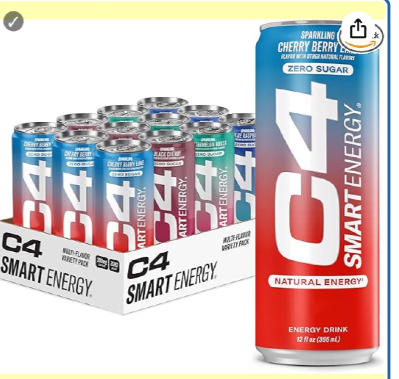 Cellucor C4 Smart Energy Drinks Variety Pack, Sugar Free Performance Fuel & Nootropic Brain Booster, Coffee Substitute or Alternative, 4 Flavor Berry Breeze Variety 12 Pack incomple BEST BY 07/2025