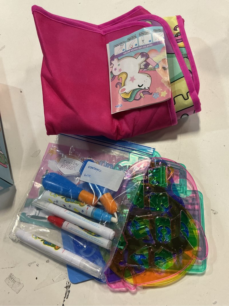 Condition photo showing As Is for Water Doodle Mat- Kids Painting Writing Doodle Board Toy - Color Drawing Mat Bring Magic Pens Educational Toys for Age 2 3 4 5 6 7 8 9 Year Old Girls Boys Toddler Present Pink