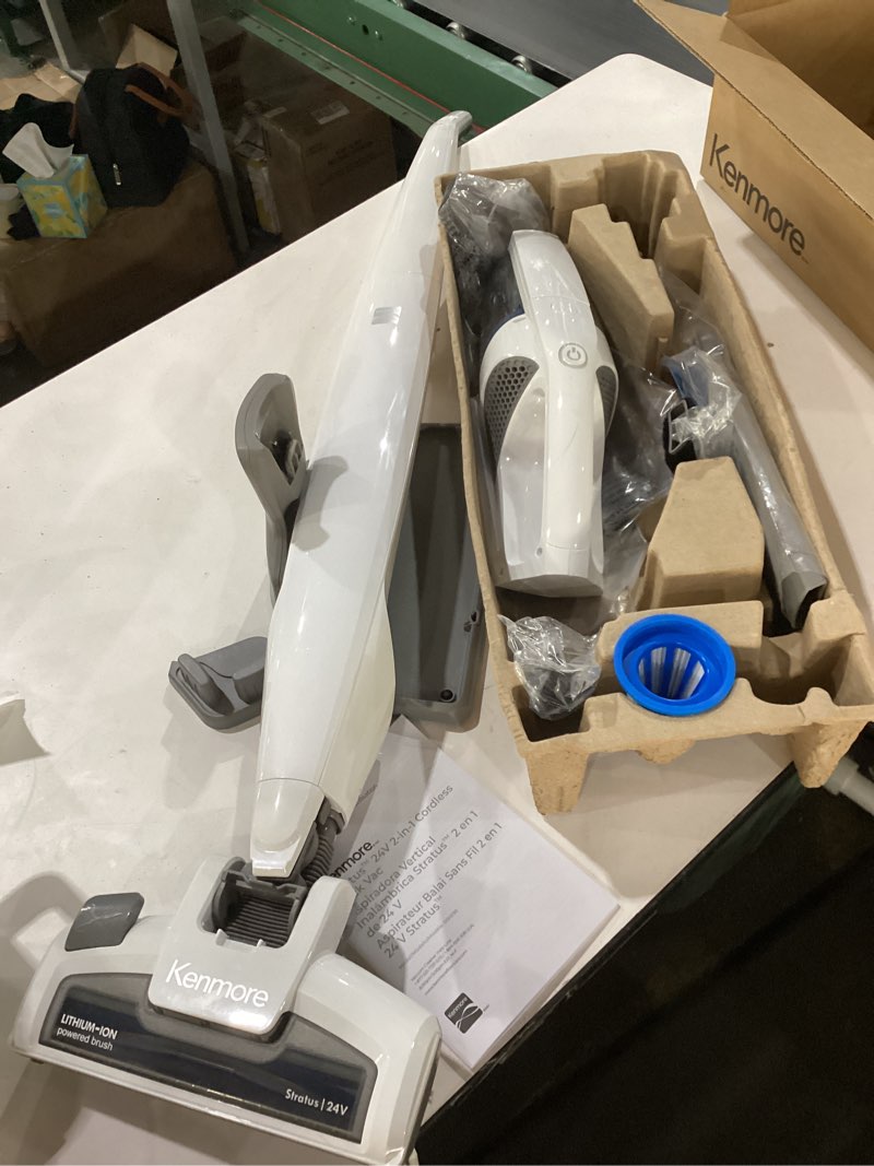 Condition photo showing Good Condition for Kenmore DS1030 Cordless Stick Vacuum Lightweight Cleaner 2-Speed Power Suction LED Headlight 2-in-1 Handheld for Hardwood Floor, Carpet & Pet Hair, White