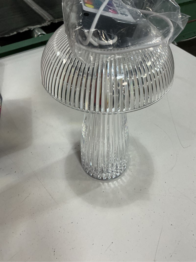 Condition photo showing Good Condition for neon multicolored mushroom led tabletop touch lamp, with remote, crystal finish