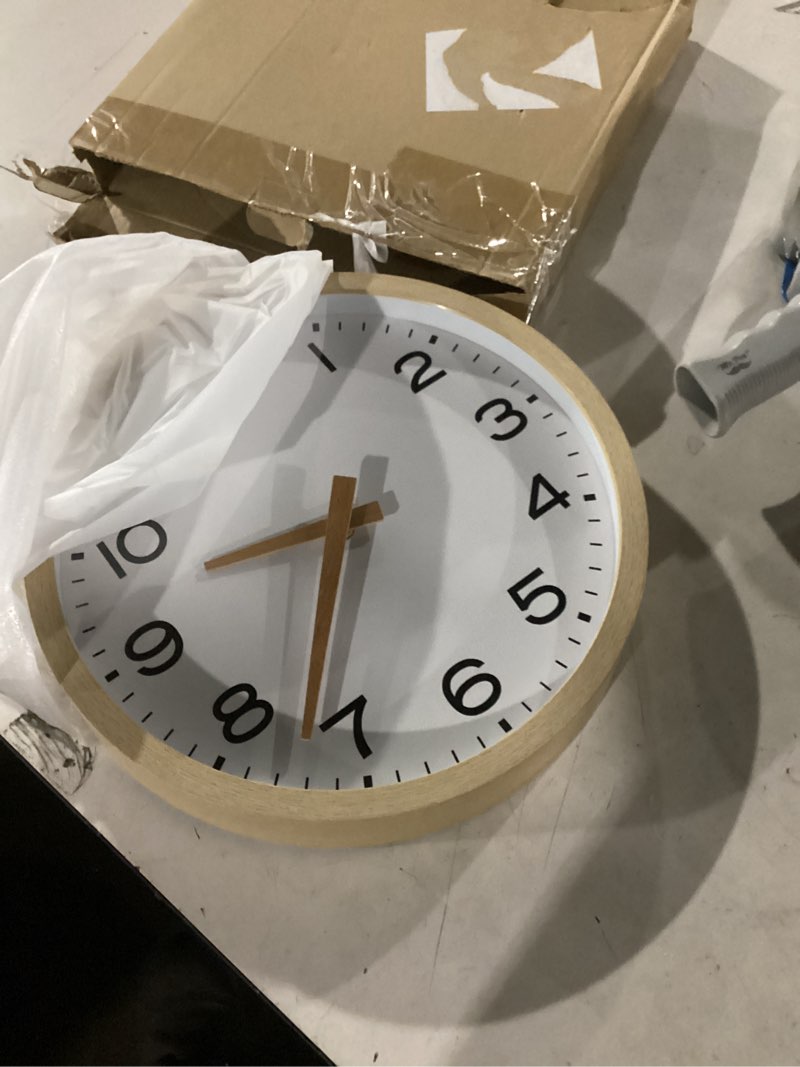 Condition photo showing Good Condition for AKCISOT Wall Clock 12 Inch,Boho Office Wall Clocks Battery Operated Non Ticking,Silent Modern Clock Decorative for Kitchen,Bedroom,Living Room,Classroom(Wood Grain) D_wood Grain 12 Inch