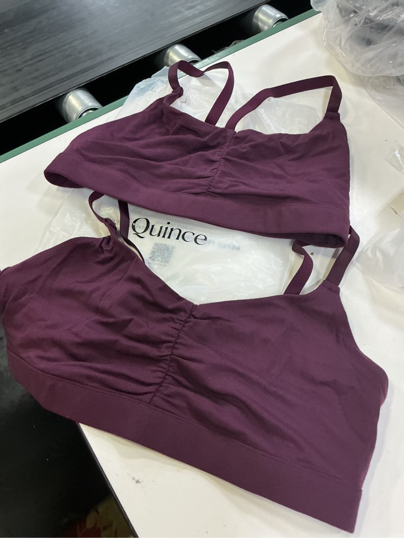 Condition photo showing New/Like New for micromodal ruched bralette (2-pack), m, syrah