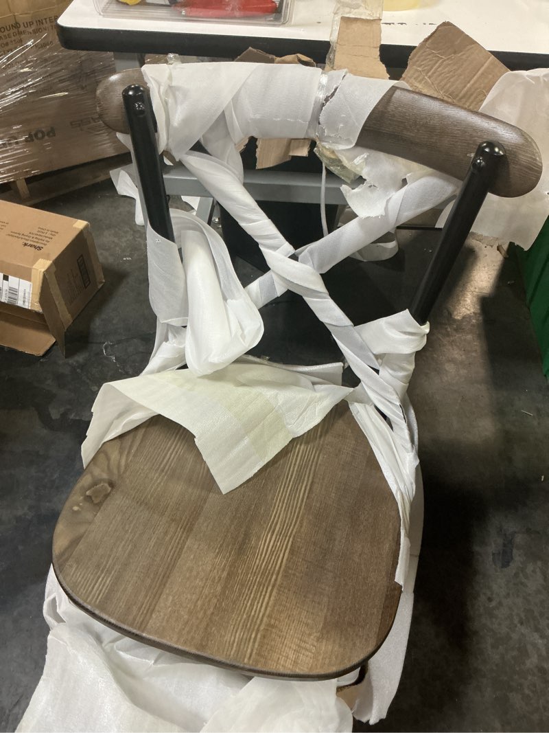Condition photo showing Good Condition for ( similar  color ) emma + oliver gray wash dark driftwood x-back chair single dark driftwood