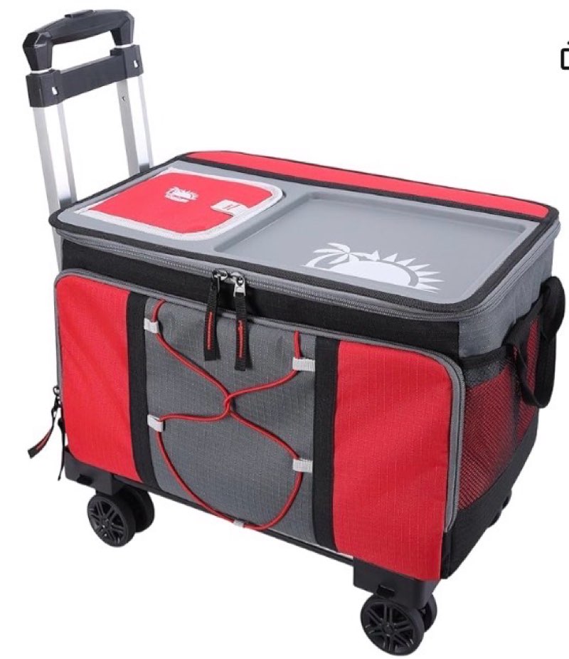 50-Can Large Rolling Cooler, Leakproof Insulated Cooler with Wheels and Handle Collapsible for Outdo