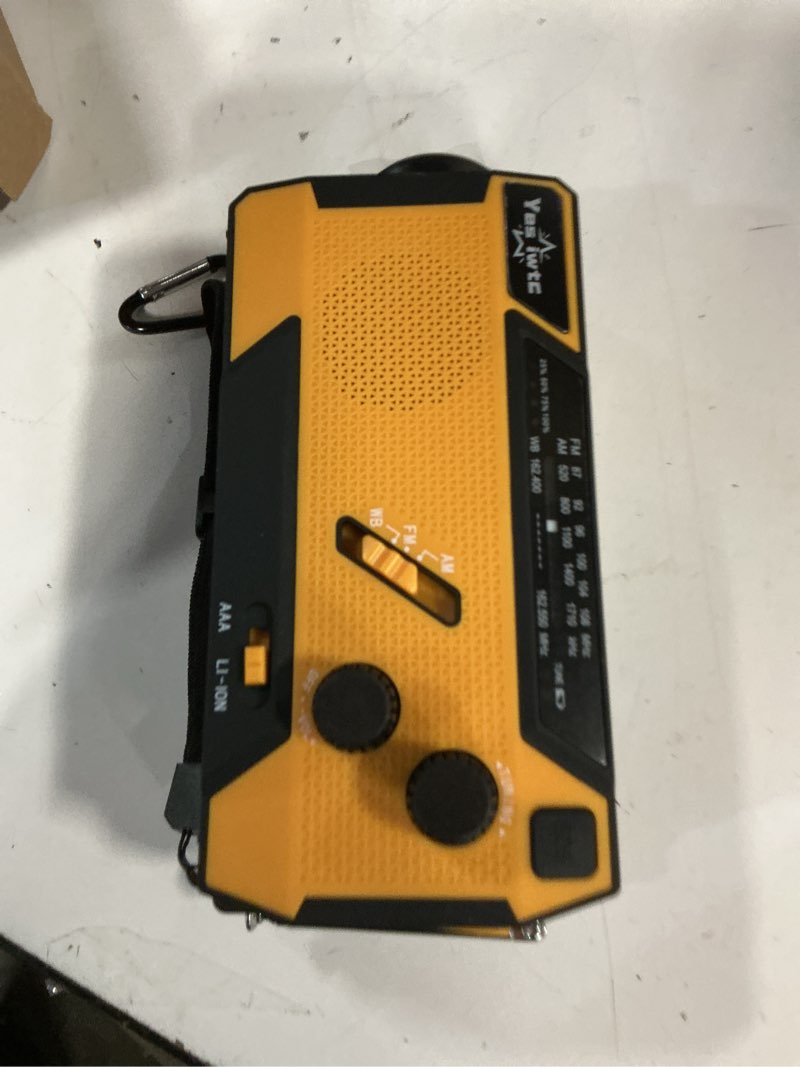 Condition photo showing Good Condition for hand crank emergency radio 7400mwh (2000mah) solar hand crank radio built in 3 charging cables am/fm/noaa weather radio battery operated hand crank charger for emergency supplies survival gear 2000mah orange