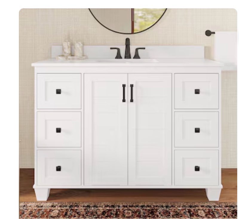 allen + roth rigsby 48-in white undermount single sink bathroom vanity with white engineered