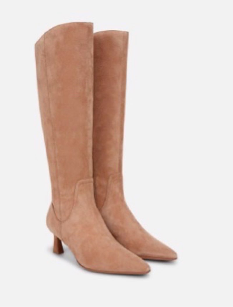 Naturalizer Womens Deesha Pointed Toe Wide Calf Tall Boot Cafe Brown Suede 6.5 M