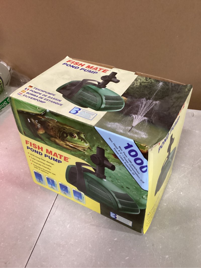 Condition photo showing New/Like New for Fish Mate 1000 Submersible Pond Pump with Fountain Set - 1 080 Gallons per Hour