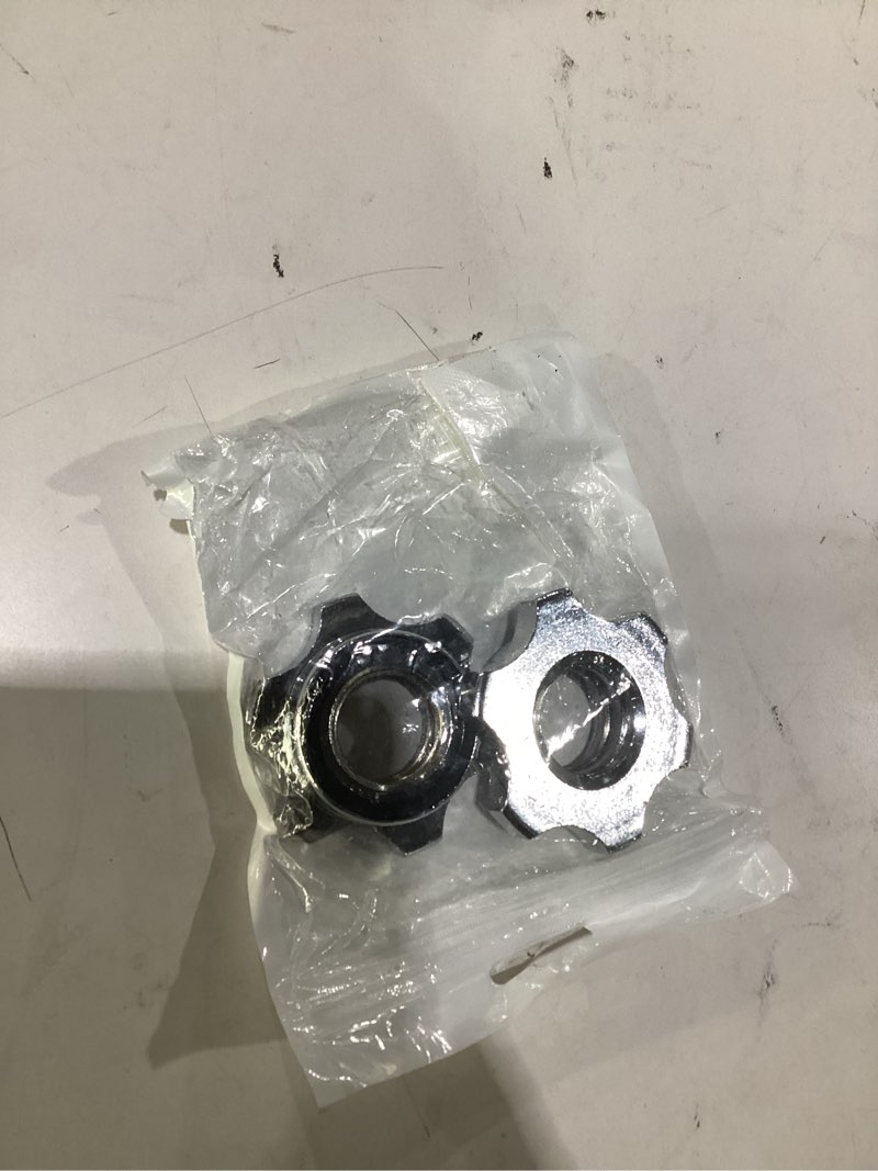 Condition photo showing Good Condition for calidaka 2pcs standard barbell spin-lock collars screw clamps 0.91" diameter rubber steel anti-slip spin-lock collars for dumbell weight lifting