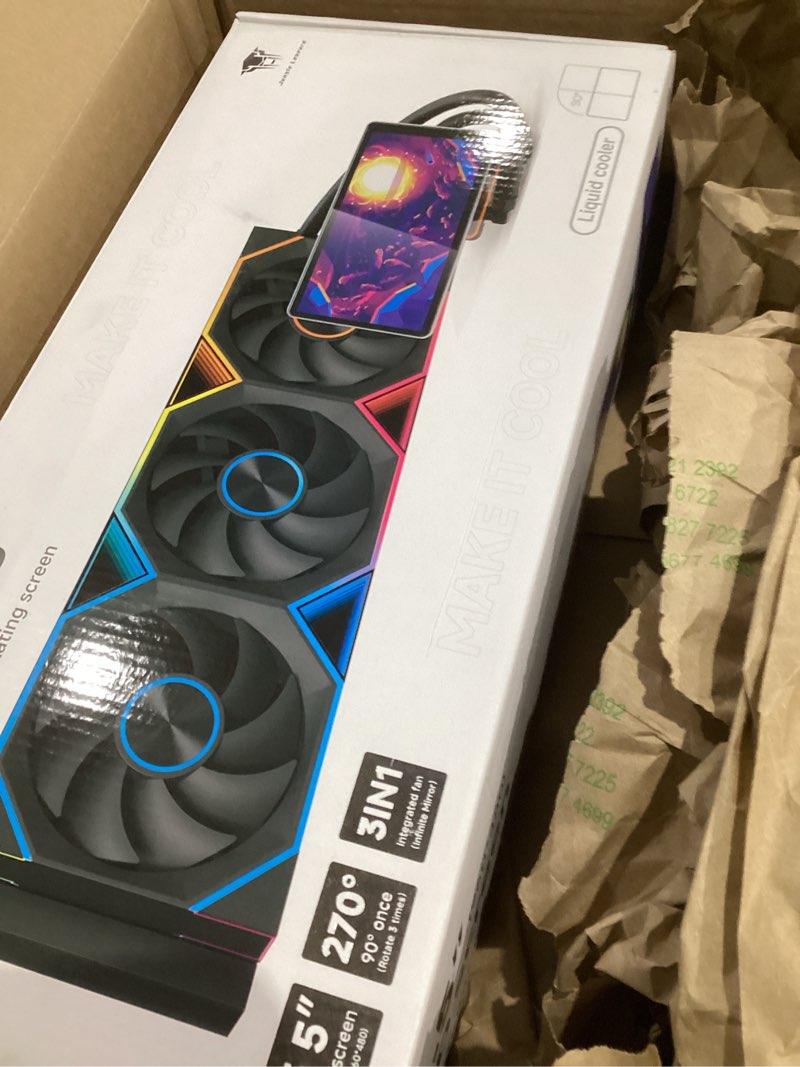 Condition photo showing Good Condition for Jungle Leopard PF 360 CPU Water AIO Cooler Liquid Cooling|5.5-inch LCD Magnetic Screen|360mm ARGB Infinity Mirror 2000RPM PWM Fan|Lower Noise ?30DBA|for Intel LGA1851/1700/1200/115X AMD AM4/AM5-Black PF 360 Black