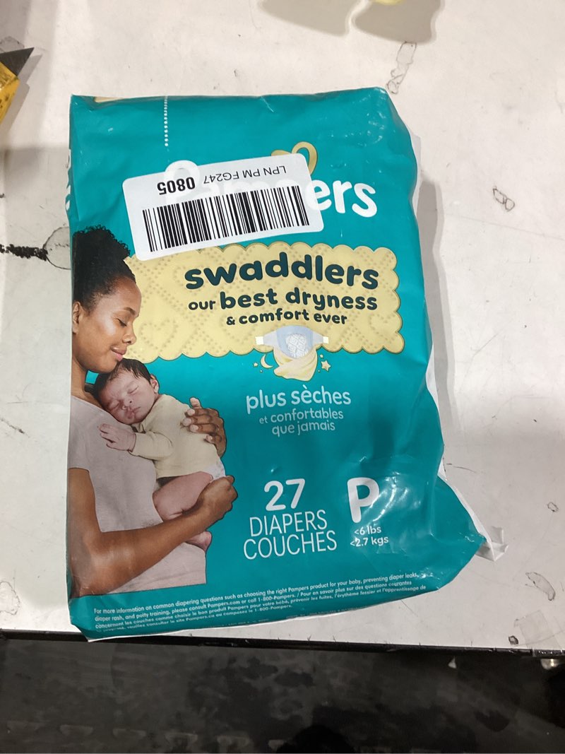 Condition photo showing New/Like New for Pampers Baby Diapers - Swaddlers - Size P1, 27 Count, Ultra Absorbent Disposable Preemie Diaper Preemie 27