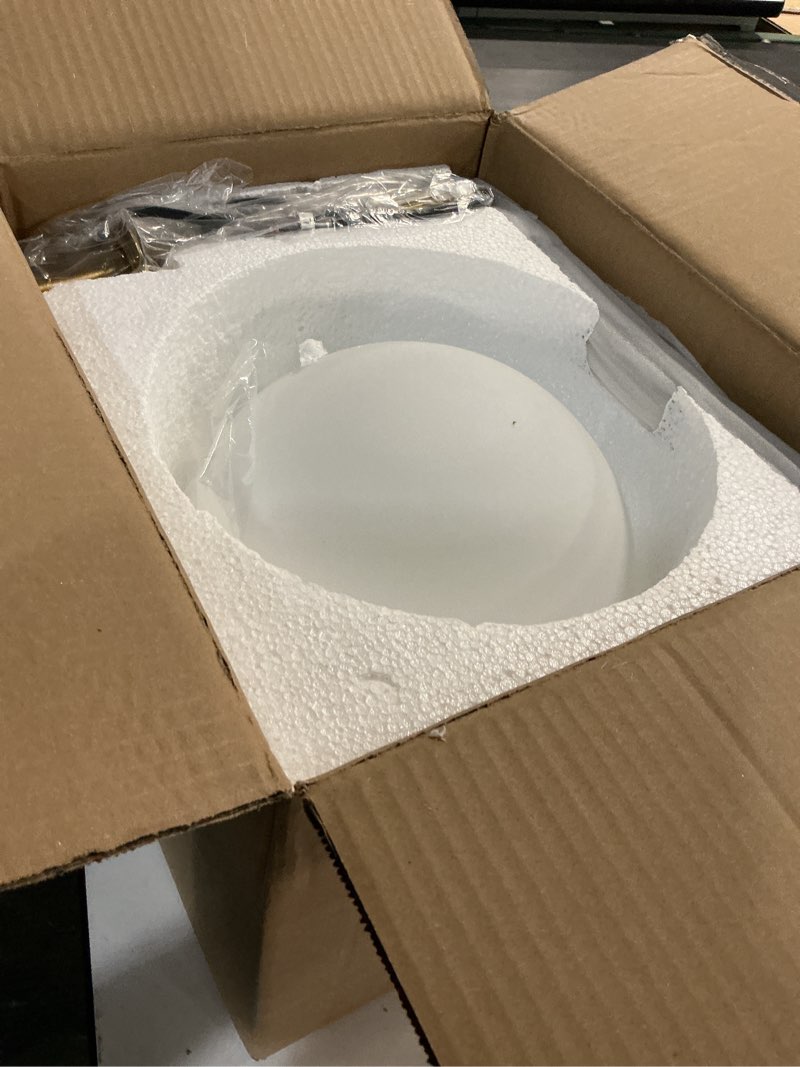 Condition photo showing Good Condition for globe pendant, matte white glass with brass finish, one light pendant hanging modern light fixture (25cm/ 10inch lampshade)