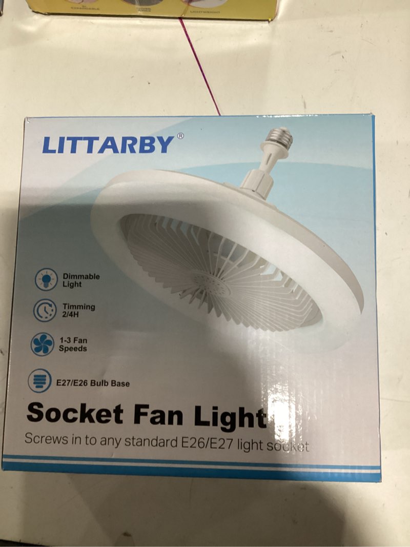 Condition photo showing Good Condition for Socket Fan Light with Remote Control, 3 Colors 3000K-6500K Dimmable LED Light Bulb Fan Screw in Ceil