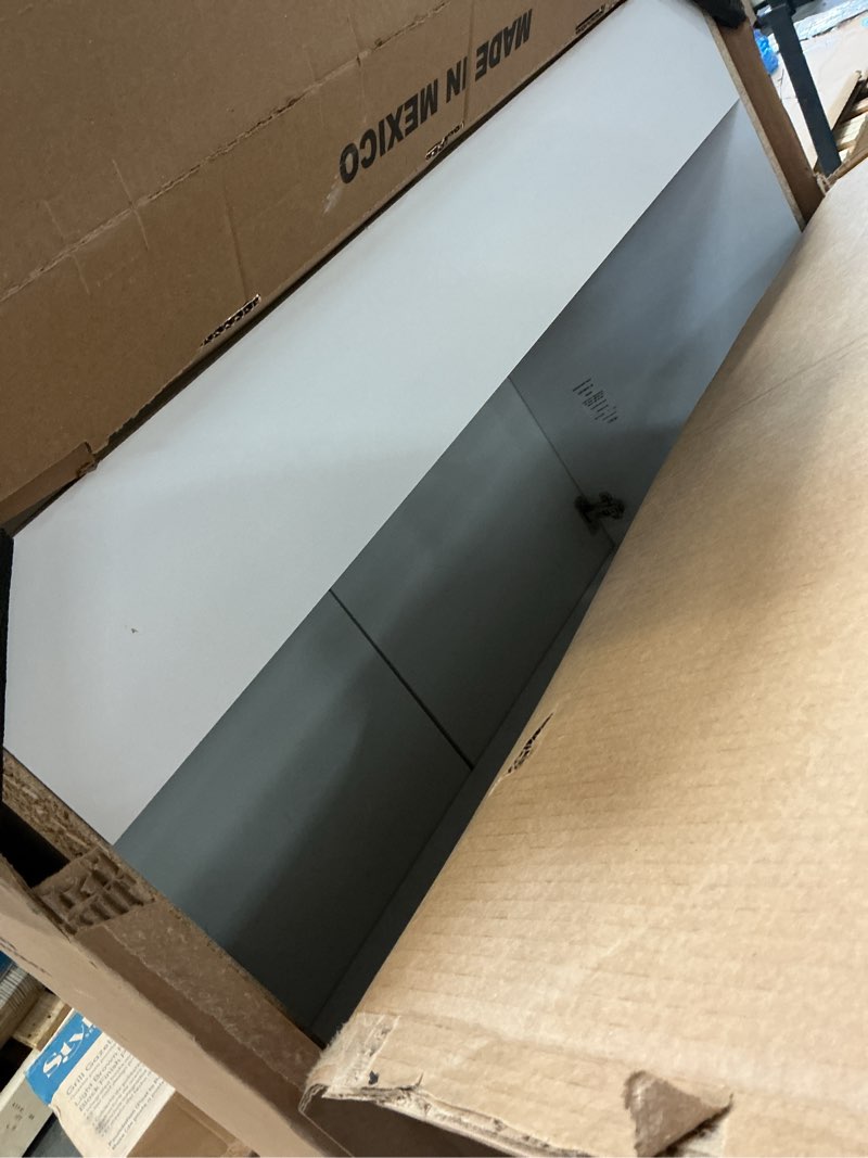 Condition photo showing As Is for project source 36-in white single sink bathroom vanity with white cultured marble top