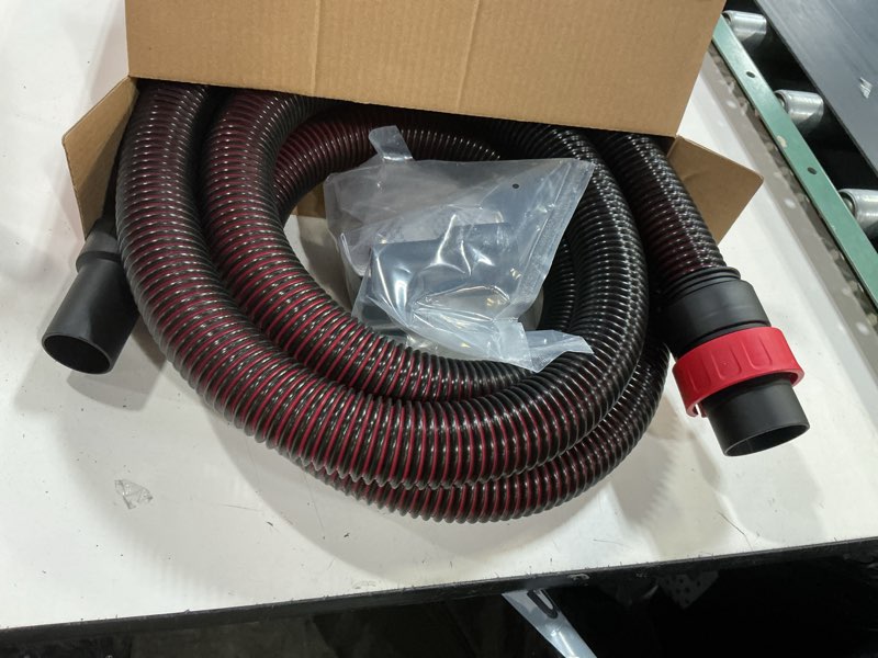 Condition photo showing New/Like New for shop-vac premium universal hose plastic 12'x 1-7/8", vacuum hose compatible with rigid, dewalt, husky, craftsman, bauer, masterforce vacuum cleaners red 12ft