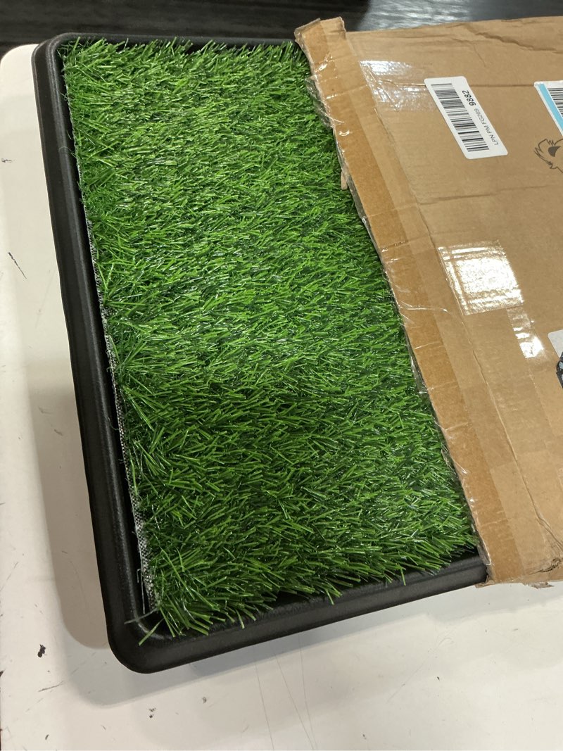 Condition photo showing Good Condition for dog grass pet loo indoor/outdoor portable potty, dog litter box, artificial grass patch bathroom mat and washable pee pad for puppy training, full system with trays (pet training tray, 20"x16") 20"x16"?4 layer potty system)