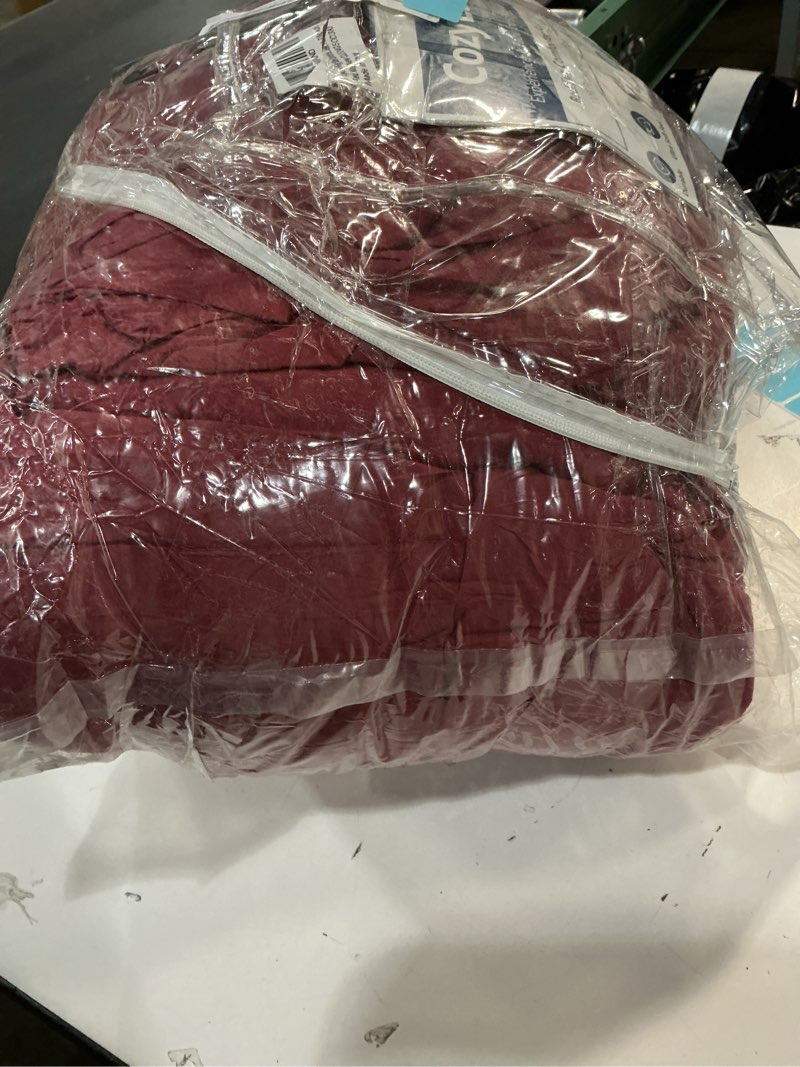 Condition photo showing As Is for CozyLux King Size Comforter Set Burgundy, 7 Pieces Bed in a Bag, Red Comforter King Size, All Season Bedding Sets with Stitch Quilted Comforter, Flat Sheet, Fitted Sheet, Pillowcases Burgundy King