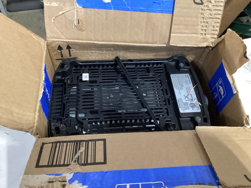 Condition photo showing As Is for amazon basics 2 slice toaster, extra wide slots for bagels and specialty breads, 7 browning levels, removable crumb tray, defrost/cancel/bagel buttons, 800w, black & silver