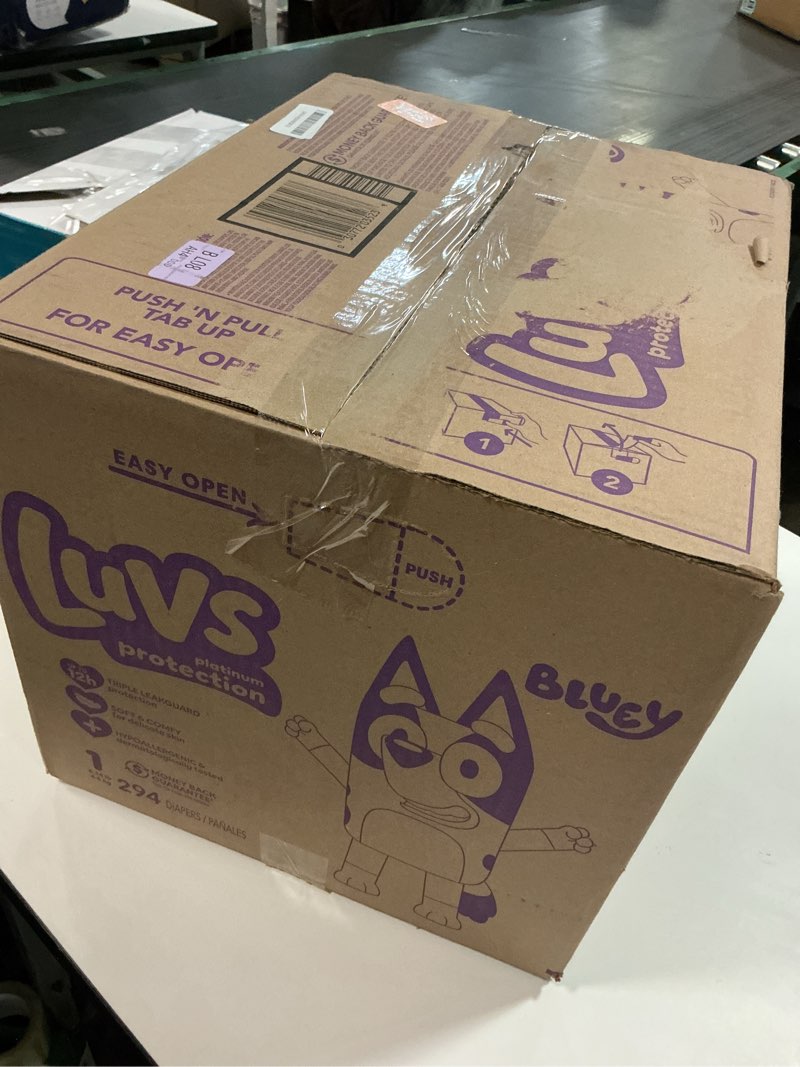 Condition photo showing New/Like New for Luvs Size 1 Baby Diapers, Platinum Protection Bluey Diapers for Day & Night, Size 1, 294 Count (Packaging May Vary) Size 1 294