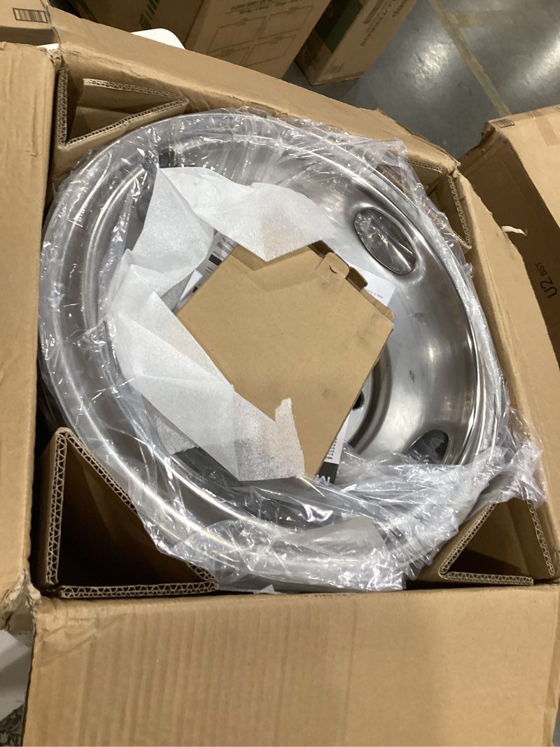 Condition photo showing Good Condition for 17" bolt on polished surface dually wheel simulator for 2005-2021 ford f350 | 4pcs 8 lug 4 hand hole stainless steel wheel cover for 05-21 f-350 with tool kit,durable and nice protective bolt on hubcaps 17" 8 lug 4 hand hole