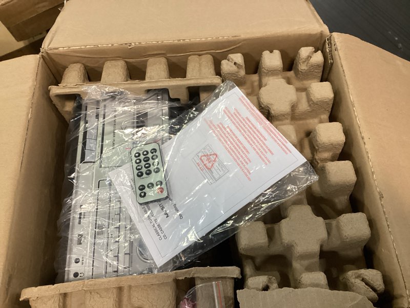 Condition photo showing New/Like New for 10 in 1 Record Player with External Speakers, 3 SpeedTurntable with AM/FM Radio, CD & Cassette Player, Bluetooth, USB/SD Playback, Remote Control, Black T408-Black