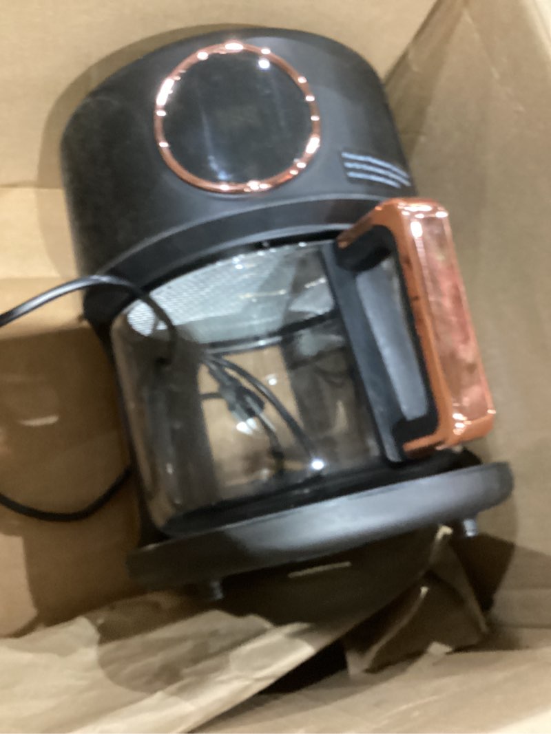 Condition photo showing Good Condition for 4.7QT Glass Air Fryer, 360° Viewable Glass Air Fryer Non Toxic, 6-IN-1 Preset Cook Modes, Digital Display, Adjustable Temp 100F - 400F, Nonstick, Dishwasher Safe, Black