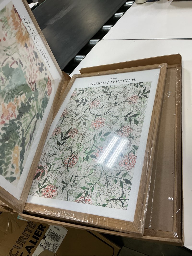 Condition photo showing New/Like New for InspiredHues Matisse Van Gogh Morris Canvas Wall Art Set of 3, Sage Green Beige Neutral Flower Wall Decor, Vintage Botanical Art Prints for Living Room Bedroom Office Home Decoration 16x24 Wood Framed 24"L x 16"W Matisse