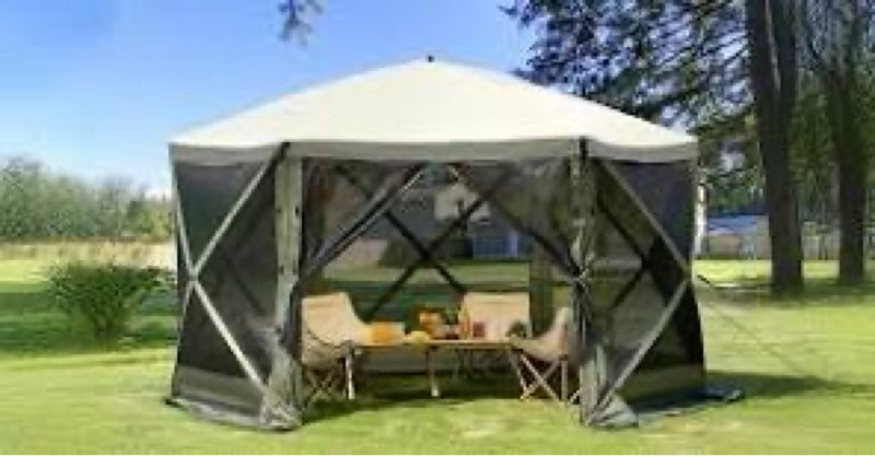 vevor 12x12ft pop up gazebo tent with mosquito netting, 6 removable wind panels & 2 mesh windows, outdoor canopy shelter for patio, army green