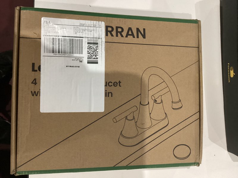 Condition photo showing Good Condition for 4 inch Brushed Gold Bathroom Sink Faucet with Pop-up Drain and 2 Supply Hoses, Stainless Steel Lead-Free 2-Handle Centerset Faucet for Bathroom Sink Vanity RV