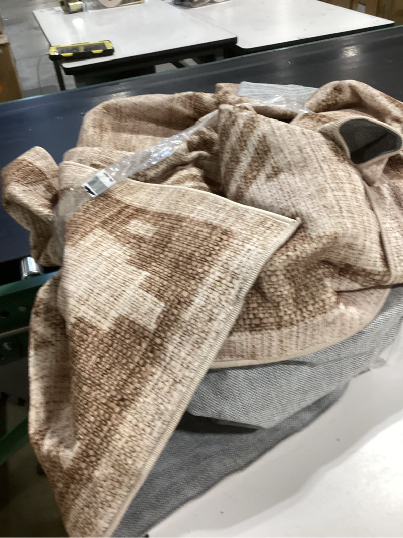Condition photo showing New/Like New for garvee washable 9x12 area rugs for living room non slip modern solid bordered rug, stain resistant bordered soft carpet, neutral foldable floor rugs for bedroom dining room nursery farmhouse,taupe taupe 9' x 12' (rectangular)