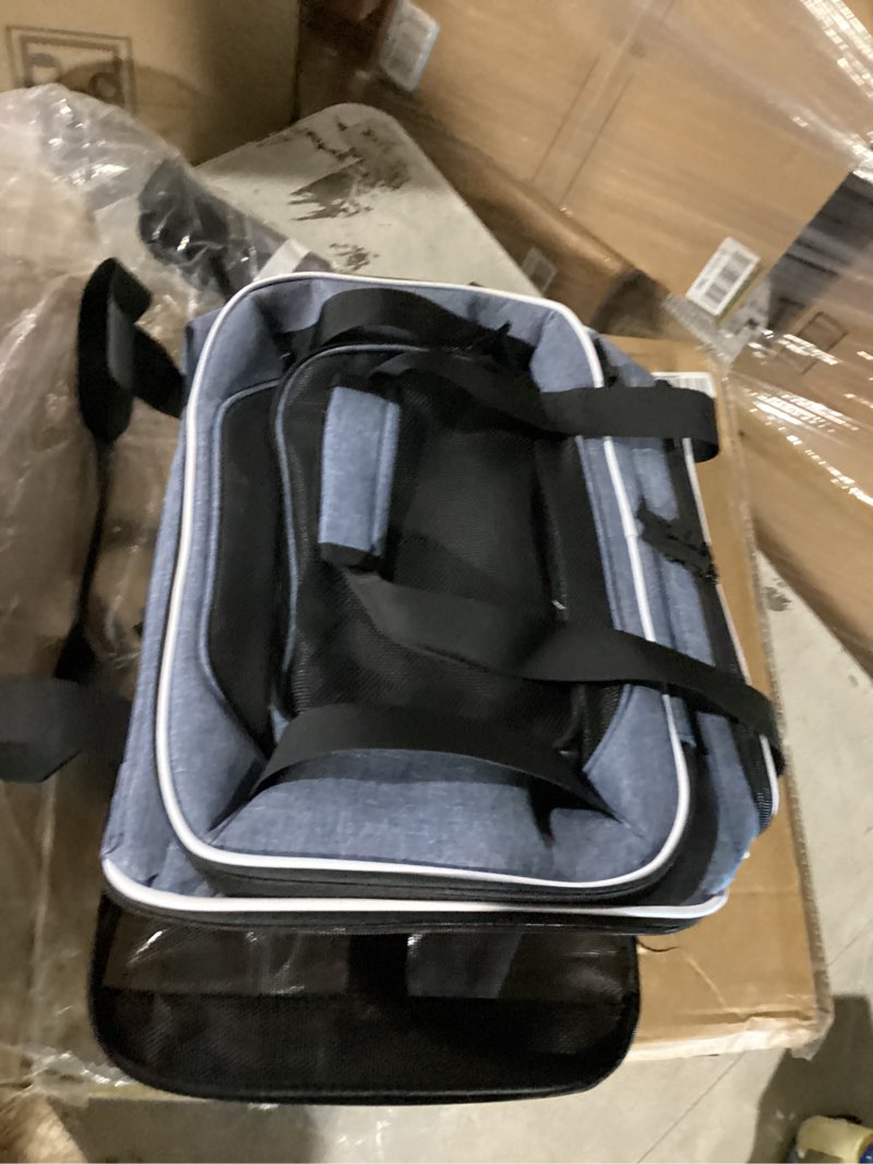 Condition photo showing As Is for foldable pet wagon dog stroller with removable fully zipped tent, pet travel wagon with extendable ramp built-in storage attached water and food station