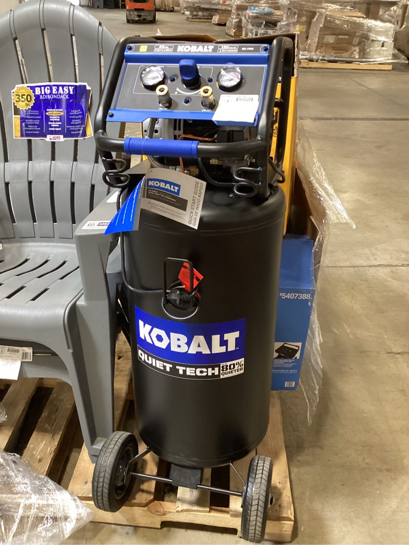 Condition photo showing Good Condition for kobalt quiet tech 26-gallon portable electric 150 psi vertical air compressor