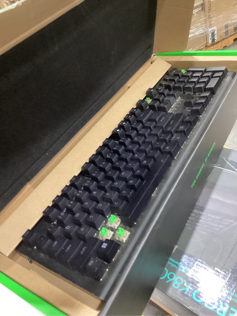 Condition photo showing As Is for Razer BlackWidow V4 Pro Wired Mechanical Gaming Keyboard: Orange Switches Tactile & Quiet - Doubleshot ABS Keycaps - Command Dial - Chroma RGB - Magnetic Wrist Rest - Snap Tap BlackWidow V4 Pro Orange Switches Tactile & Quiet