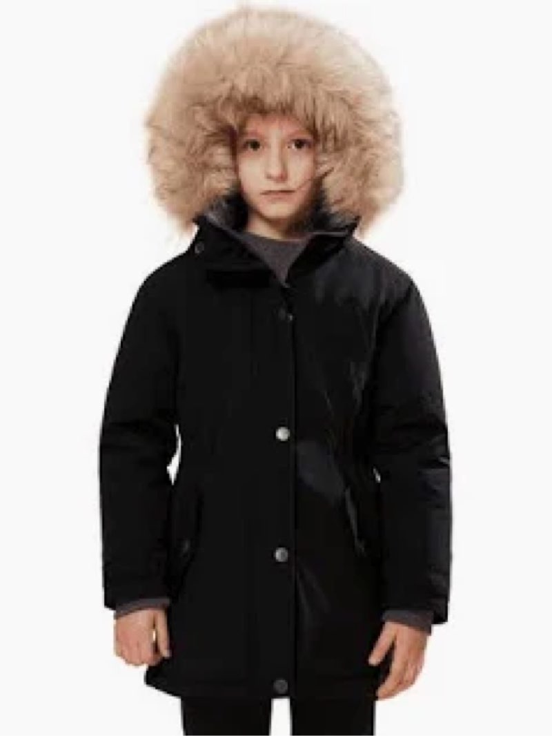 solocote girls winter coat - heavyweight water-resistant faux fur hood sherpa lined elastic cuffs wi,size 13-14y