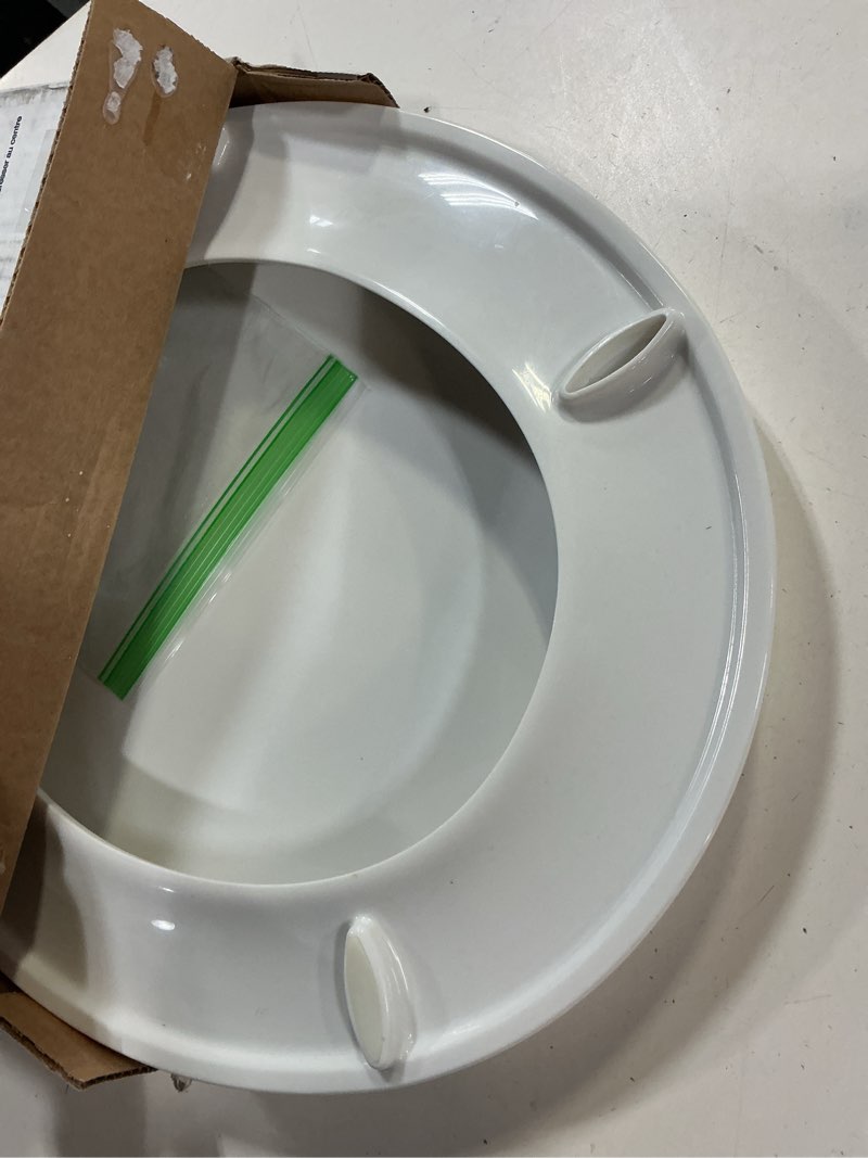 Condition photo showing As Is for kohler k-4775-0 brevia round toilet seat with quick-release hinges and quick-attach hardware for easy clean, white round white