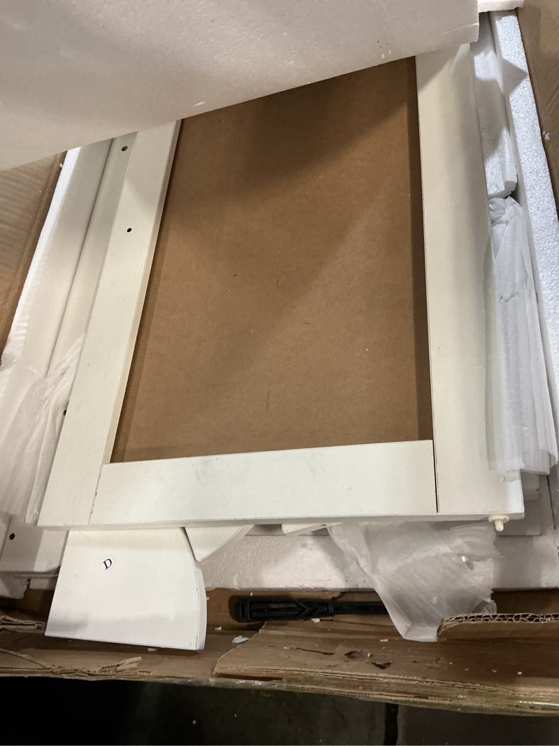 Condition photo showing As Is for ( incomplete ) shintenchi bathroom wall cabinet with mirror, mounted medicine cabinets with 4 internal and 6 open shelves, mirrored door over the toilet storage, solid white