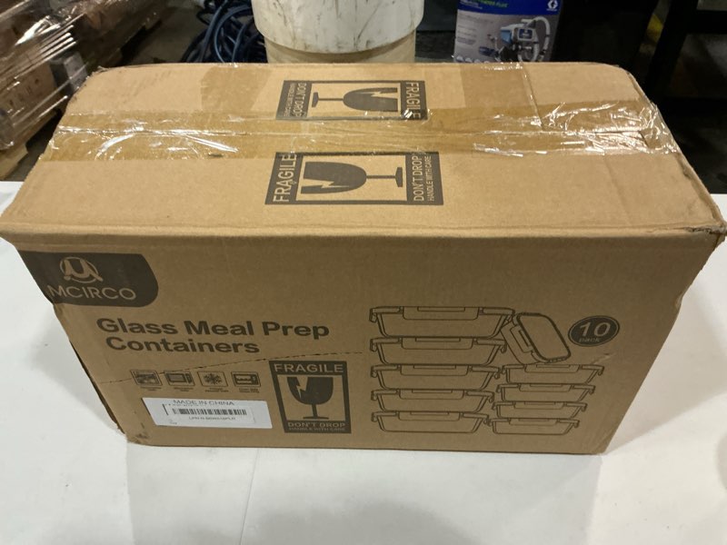 Condition photo showing New/Like New for [10-pack]glass meal prep containers with lids, mcirco glass food storage containers with snap locking lids, airtight lunch containers, microwave, oven, freezer and dishwasher, green