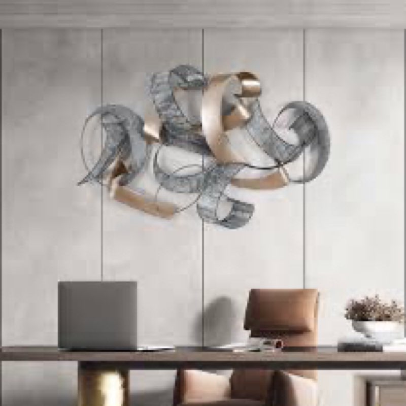47.2" Large Modern 3D Metal Wall Decor Abstract Geometric Overlapping Art Living Room