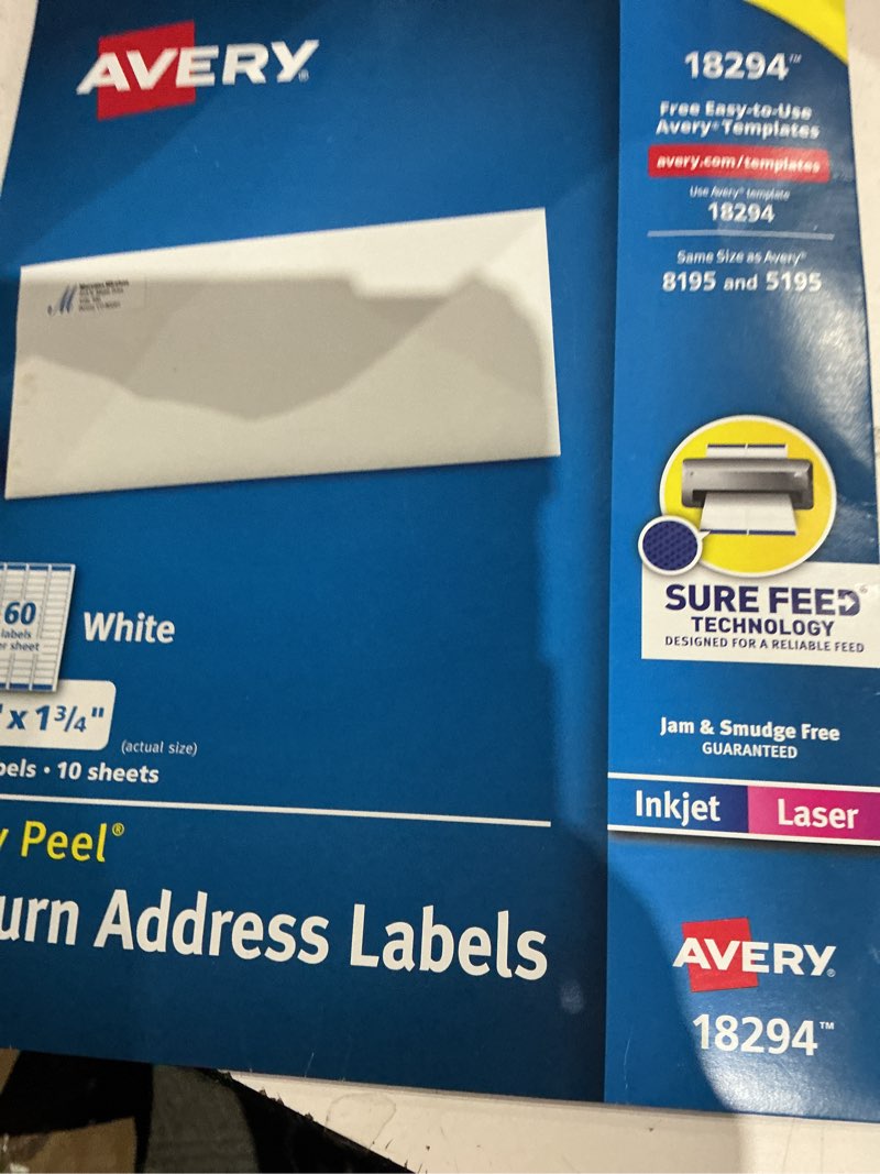 Condition photo showing Good Condition for 600ct avery easy peel return address labels