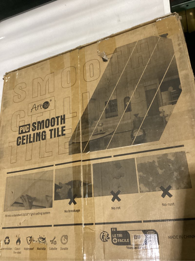 Condition photo showing New/Like New for Art3d 12-Pack Smooth Drop Ceiling Tile 2ft x 2ft - Fire-Rated, Waterproof, Reusable - Premium PVC, N