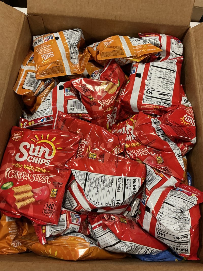 Condition photo showing New/Like New for  ( BBD  :SEP /09 /2025 ) SunChips 100% Whole Grain Chips, Variety Pack, 1 oz Bags, Pack of 40, No Artificial Flavors, Colors Variety Pack 40 Count (Pack of 1)