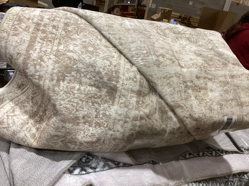 Condition photo showing As Is for Washable Area Rug 8x10, Large Soft Rugs for Living Room Vintage Beige Carpet 8x10 Area Rugs for Bedroom Dining Room Non-Slip Stain Resistant Under Table Rug Beige 8' x 10' (Rectangular)