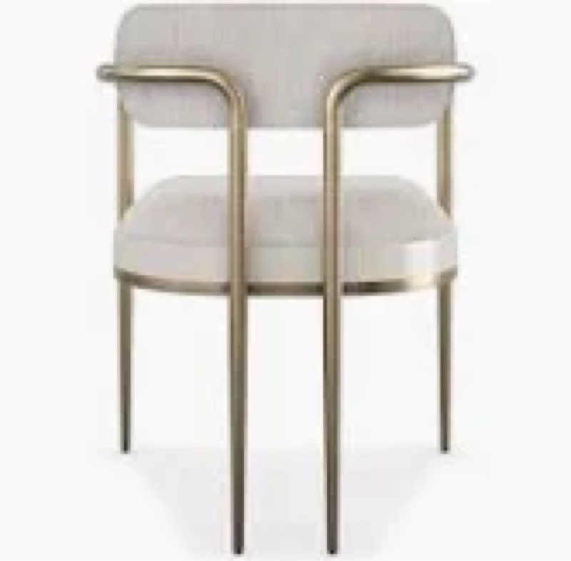 Emphasis Upholstered Arm chair beige and gold.