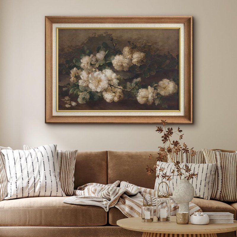  Vintage Garden Flower, White Floral Botanical IDEA4WALL 26”X36”