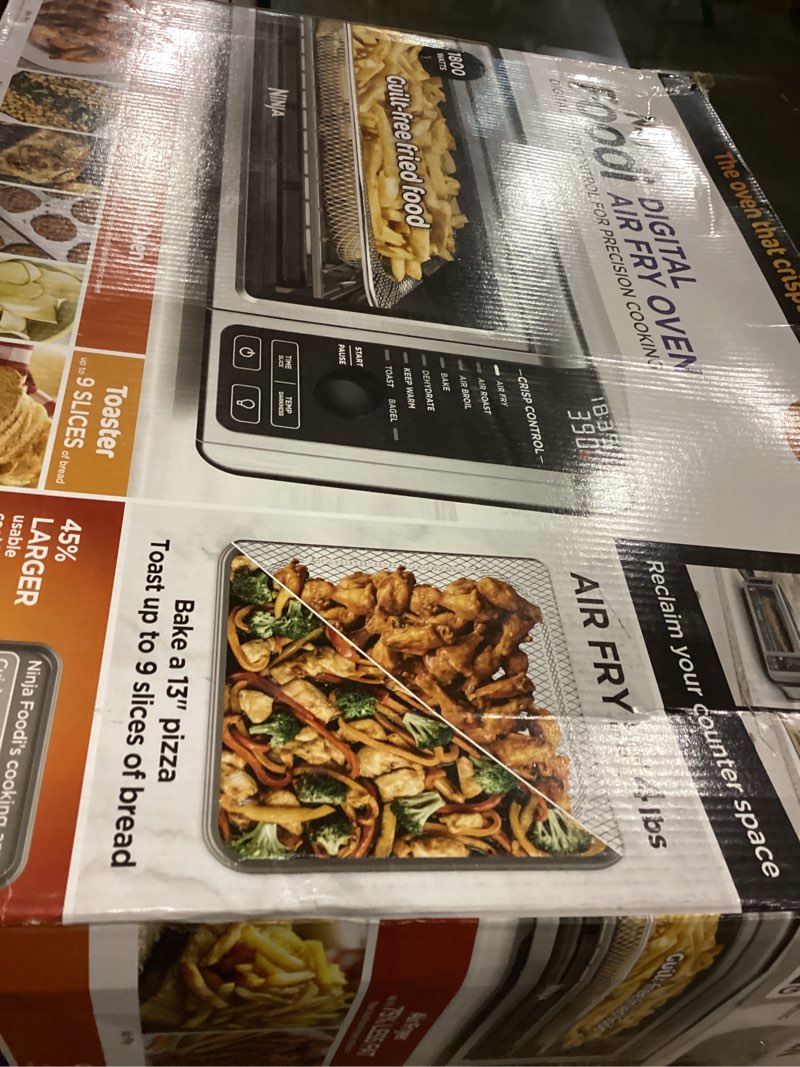 Condition photo showing New/Like New for Ninja - Foodi 8-in-1 Digital Air Fry Oven, Toaster, Flip-Away Storage, Dehydrate, Keep Warm - Stainless Steel/Black