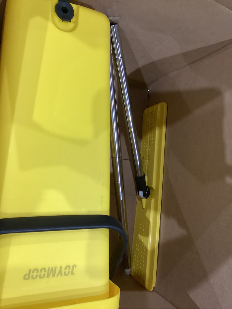 Condition photo showing Good Condition for joymoop industrial mop and bucket set, 17.7-inch dust mops for floor cleaning, flat mop bucket with wringer, include 3 reusable microfiber mop pads - yellow 17.7" mop-head - 60" mop+3 mop pads